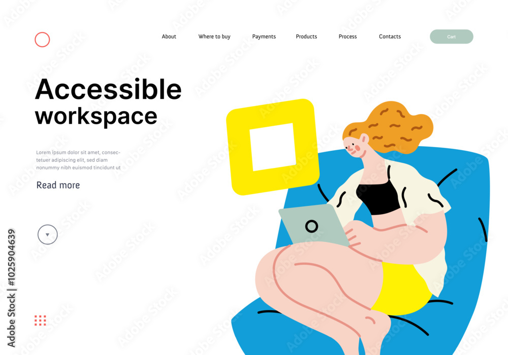 Creative workspace, modern flat vector concept illustration of a woman working sitting with a computer Remote work, flexibility, independence, efficiency, mobility, synergy, freedom Creative workspace, modern flat vector concept illustration of a woman working sitting with a computer Remote work, flexibility, independence, efficiency, mobility, synergy, freedom