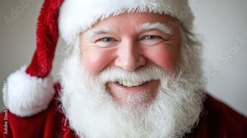 Santa Claus smiling on white background representing joy and holiday cheer