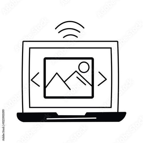 Digital artwork displayed on a laptop, highlighting modern gallery curation