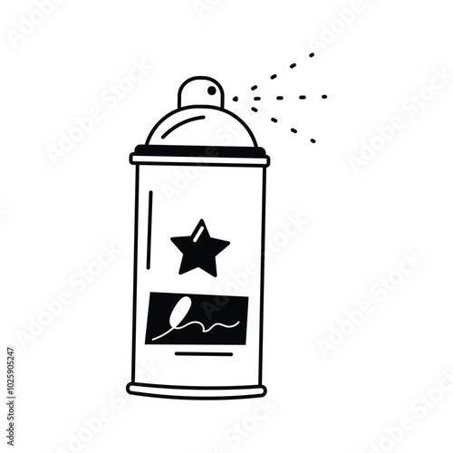 A spray paint can representing street art or graffiti in the gallery