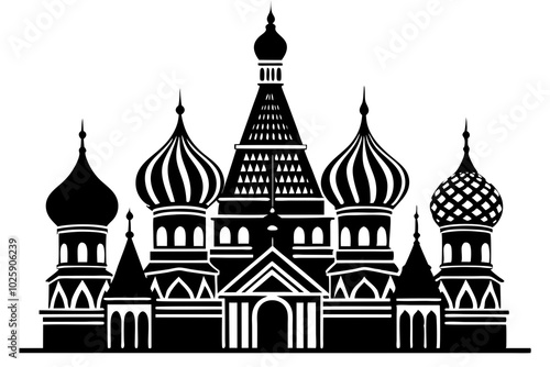 Saint Basil cathedral , Moscow, vector silhouette | vector silhouette illustration on white background