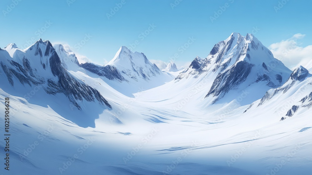 Fototapeta premium Serene Snow-Covered Mountain Landscape