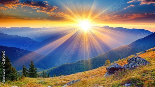 Stunning Sunrise Over Mountain Landscape