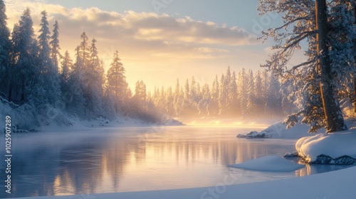 Tranquil Winter Morning by the River