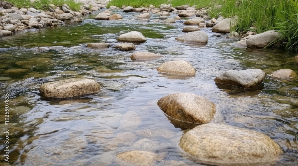 Tranquil Stream with Smooth River Stones Tranquil Stream with Smooth River Stones