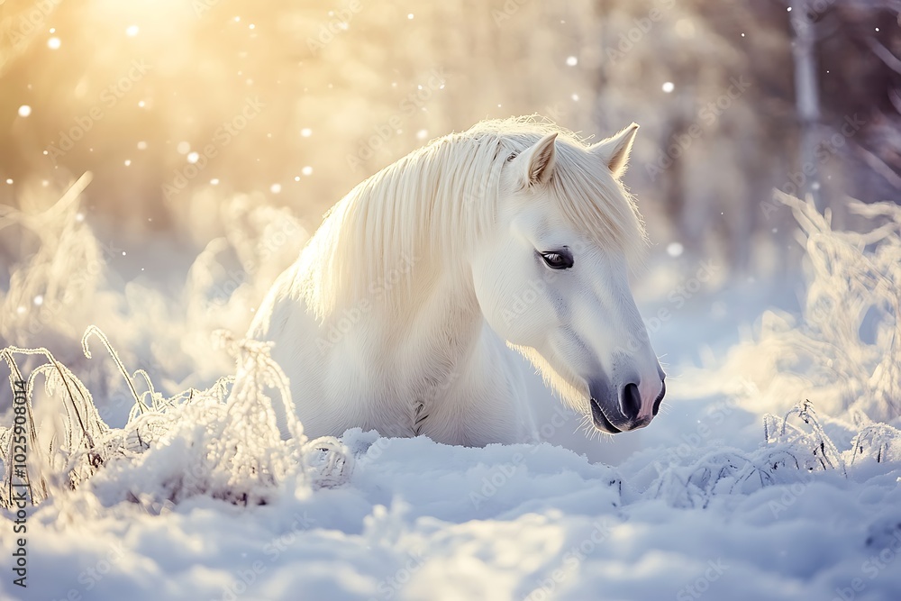 White horse in winter White horse in winter