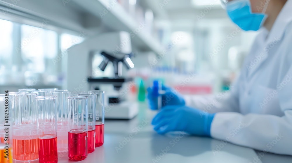 Researchers in micrological lab developing biosensors side view Showcasing cuttingedge sensor technology Digital tone Triadic Color Scheme Researchers in micrological lab developing biosensors side view Showcasing cuttingedge sensor technology Digital tone Triadic Color Scheme