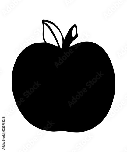 black illustrated icon of an apple isolated on white