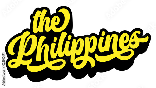 The Philippines country name written in retro groovy three-dimensional script lettering