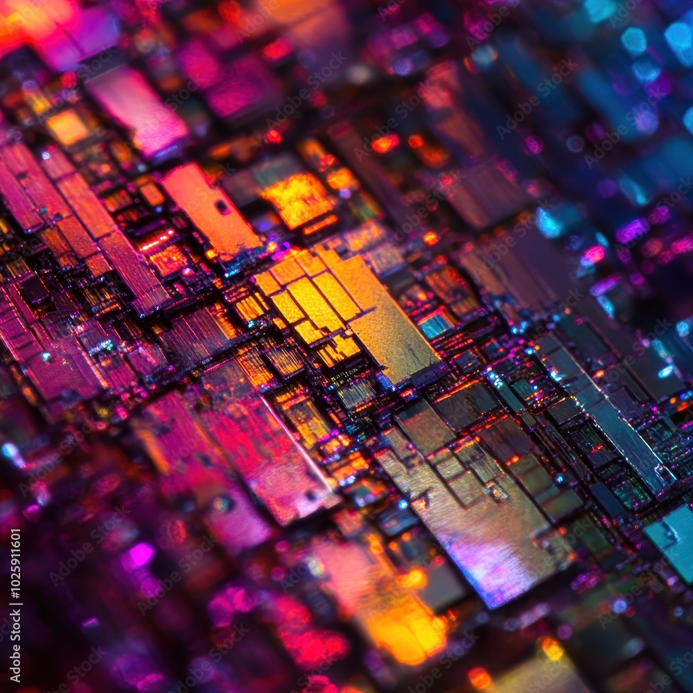 Abstract Macro Photography of Iridescent Crystal Surface with Vivid Colors and Geometric Shapes. Abstract Macro Photography of Iridescent Crystal Surface with Vivid Colors and Geometric Shapes.