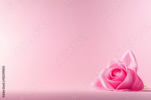 pink rose on wooden background