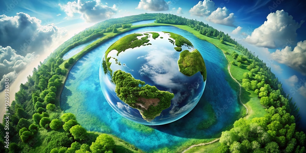 Aerial View of Earth Logo Concept for Eco-Friendly Initiatives and Sustainability Campaigns Aerial View of Earth Logo Concept for Eco-Friendly Initiatives and Sustainability Campaigns
