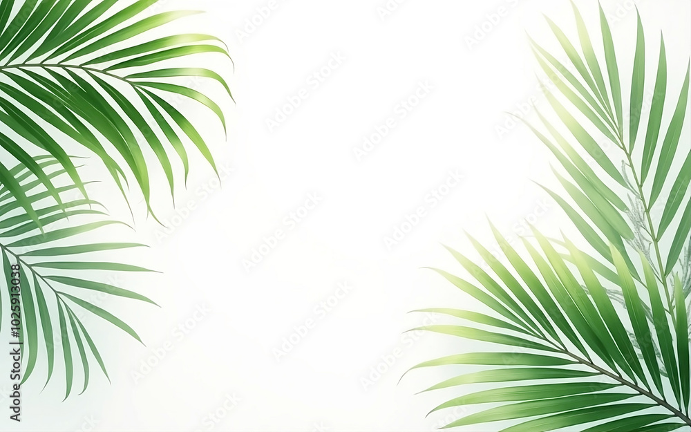 Fototapeta premium tropical leaves shadow overlay effect isolated on white backrond