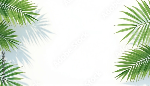 tropical leaves shadow overlay effect isolated on white backrond