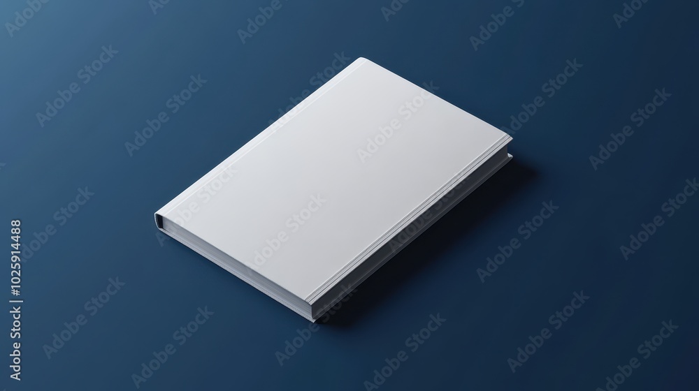 White Book Mockup on Blue Background - Minimalist Design Template. White Book Mockup on Blue Background - Minimalist Design Template.