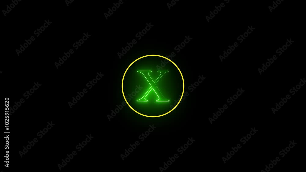 circle Neon X letter intro animated black background 4k video. circle Neon X letter intro animated black background 4k video.