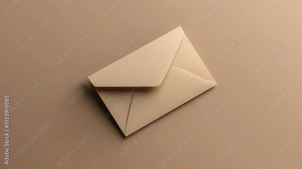 Minimalist Beige Envelope on a Brown Background. Minimalist Beige Envelope on a Brown Background.