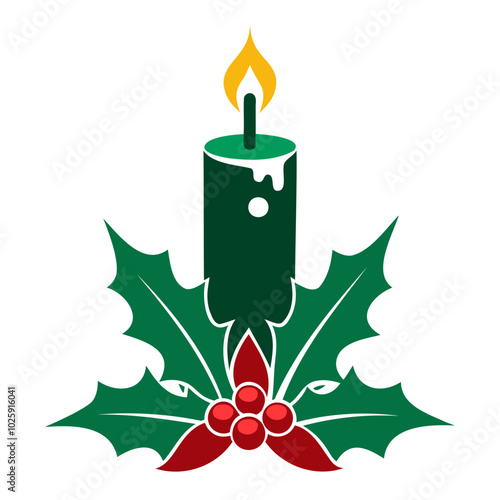 Christmas Candle colorful vector silhouette, set candle silhouettes for religion commemorative and party