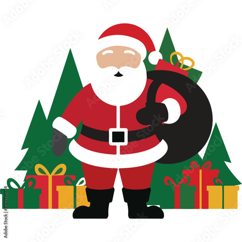 Christmas Santa Claus faces and full body vector illustration