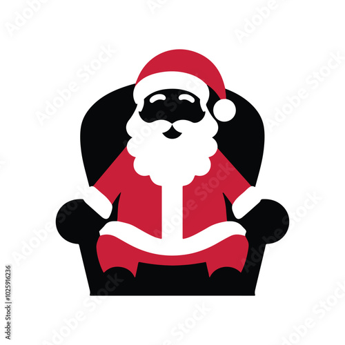 Santa claus and christmas tree Vector art illustration isolated on a white background