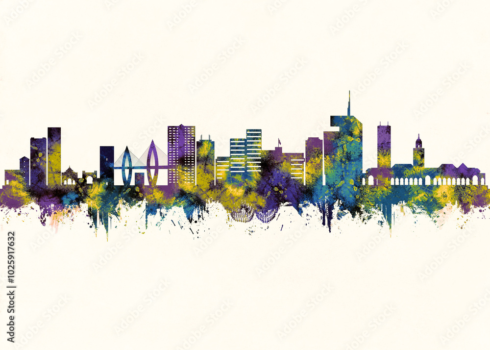 Rabat City Skyline. Cityscape Skyscraper Buildings Landscape City Downtown Abstract Landmarks Travel Background Modern Art Architecture Business View Building Corporate