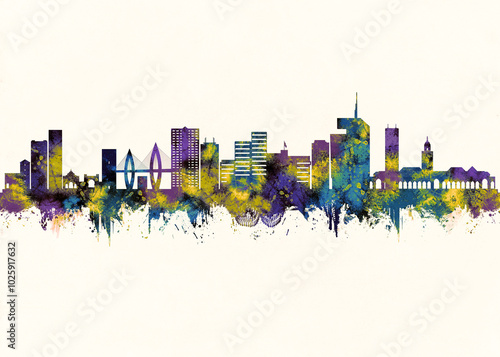 Obraz na płótnie Rabat City Skyline. Cityscape Skyscraper Buildings Landscape City Downtown Abstract Landmarks Travel Background Modern Art Architecture Business View Building Corporate w salonie