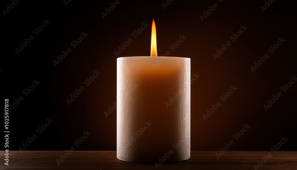 Set of pillar candles with flames illuminated, religious background, copy space, calm, meditation background.