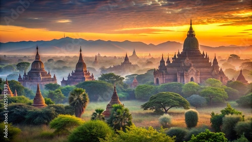 Bagan Temples Sunrise Panorama - Captivating Night Photography of Myanmar's Ancient Heritage