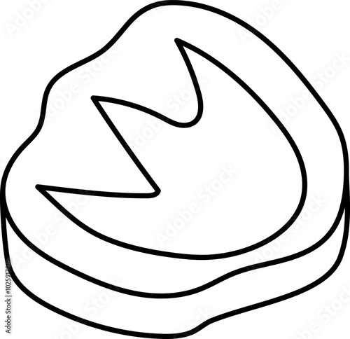 Vector black and white fossil icon. Cute dinosaur footstep stamp line illustration. Funny excavated rock with ancient animal footprint clipart. Cartoon paleontology artifact coloring page
