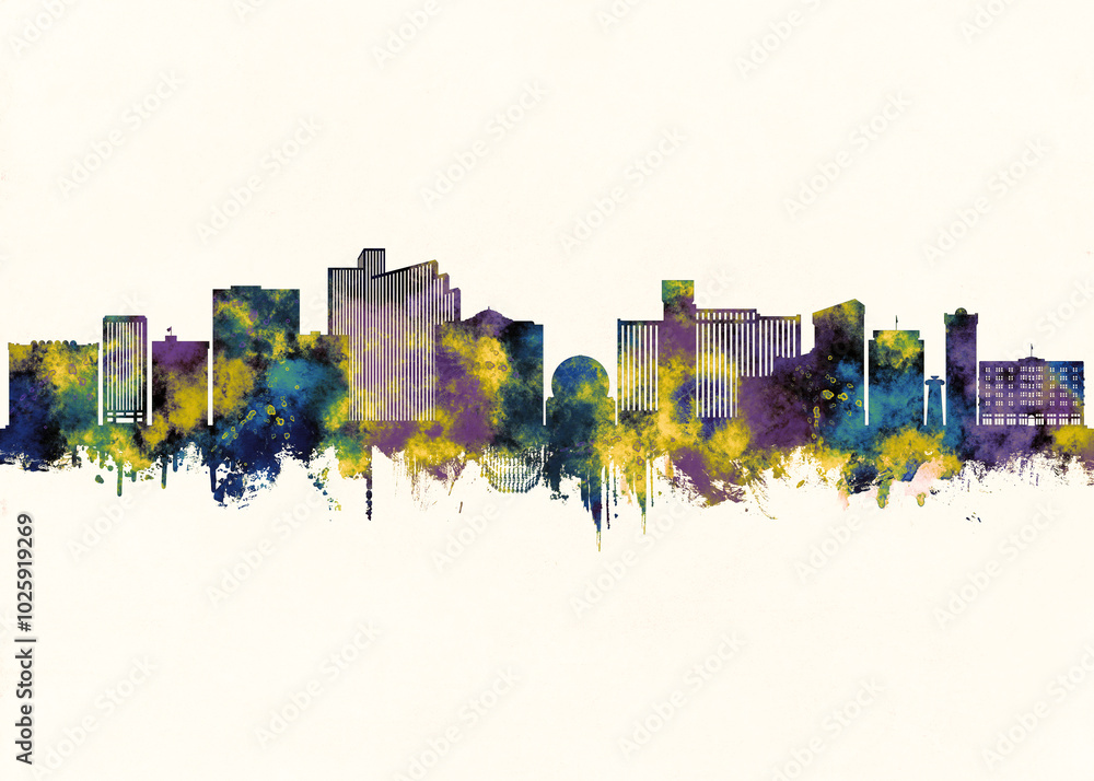 Fototapeta premium Reno City Skyline. Cityscape Skyscraper Buildings Landscape City Downtown Abstract Landmarks Travel Background Modern Art Architecture Business View Building Corporate