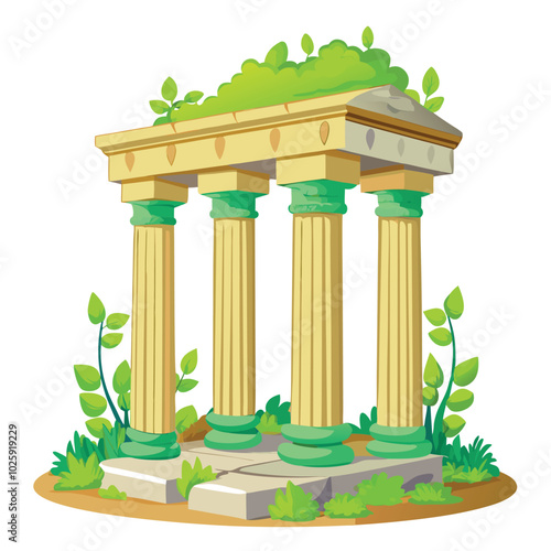 Column ruins Greek architecture  vector illustration isolated on a white background