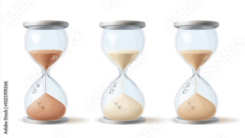 Hourglass with sand on white background. Vector illustration. 