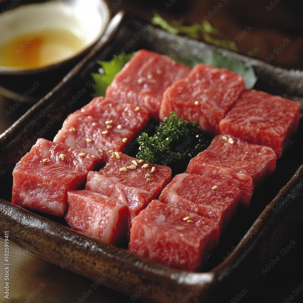 Delicious Japanese meat arranged neatly Delicious Japanese meat arranged neatly