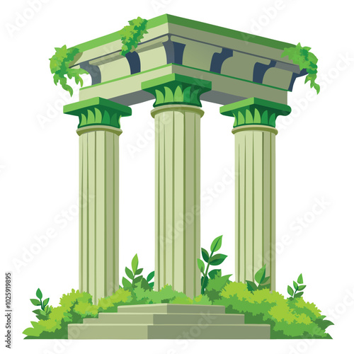 Column ruins Greek architecture  vector illustration isolated on a white background