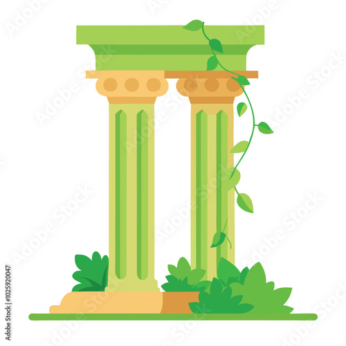 Column ruins Greek architecture  vector illustration isolated on a white background