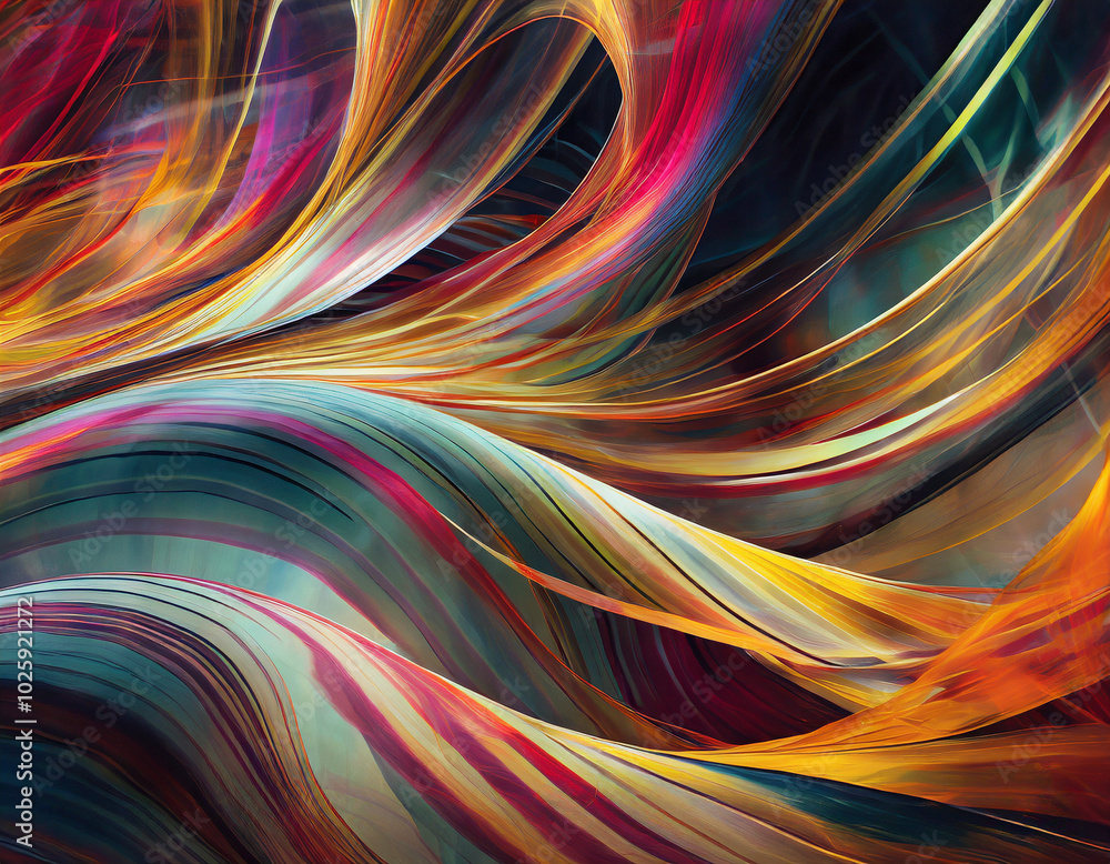 Colorful abstract waves flowing gracefully in a vibrant digital design for artistic inspiration Colorful abstract waves flowing gracefully in a vibrant digital design for artistic inspiration