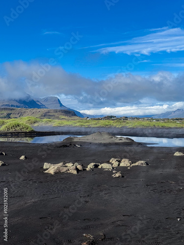 Úlfseyjarsandur, Black Beach Near Djúpivogur in Iceland