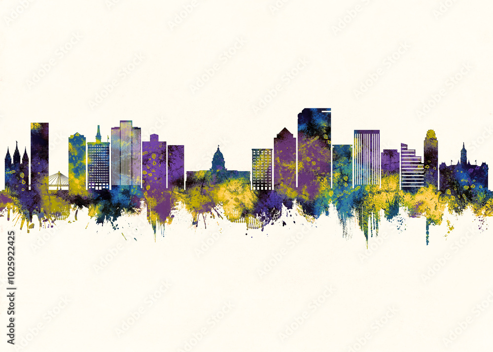 Obraz premium Salt Lake City City Skyline. Cityscape Skyscraper Buildings Landscape City Downtown Abstract Landmarks Travel Background Modern Art Architecture Business View Building Corporate