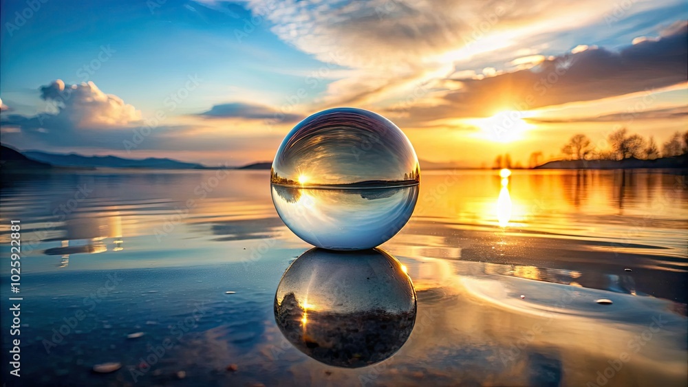 A surreal image captures a clear ball effortlessly floating atop serene water, evoking dreamlike sensations and inviting viewers into a world of tranquil mystery. A surreal image captures a clear ball effortlessly floating atop serene water, evoking dreamlike sensations and inviting viewers into a world of tranquil mystery.