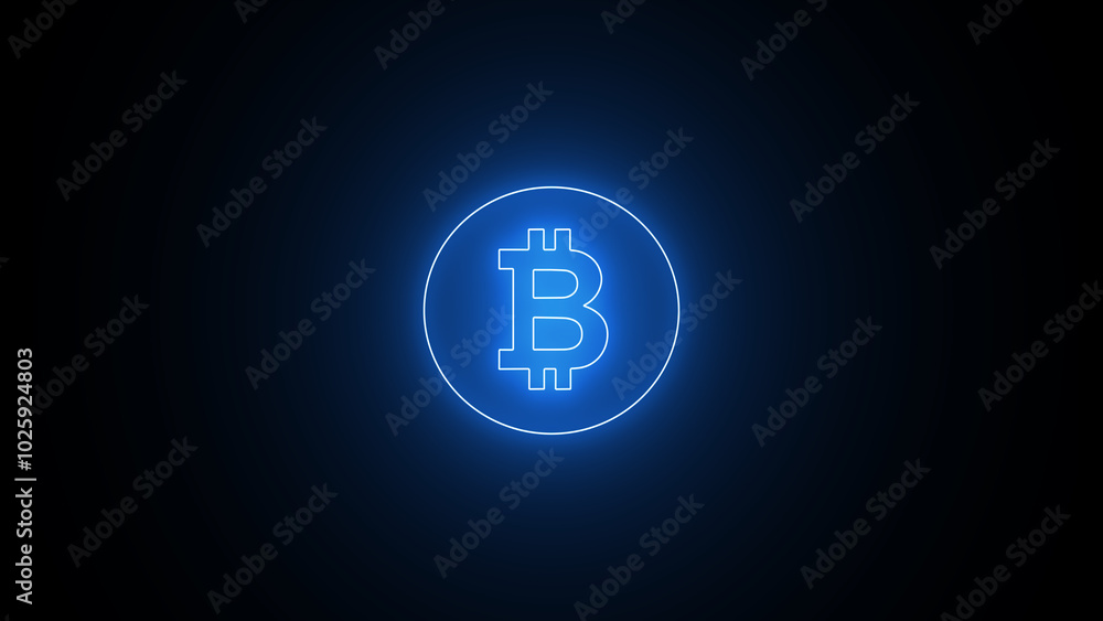 Neon effect bitcoin icon for cryptocurrency, virtual currency, digital money, ecash. Neon effect bitcoin icon for cryptocurrency, virtual currency, digital money, ecash.