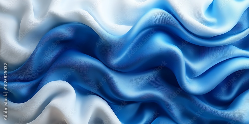 Fototapeta premium Soft blue and white fabric creating a flowing texture.