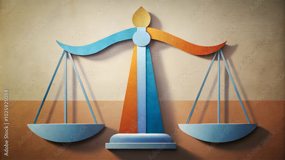 Scales of justice in cut-out style, perfect for legal and justice-related designs and educational materials Scales of justice in cut-out style, perfect for legal and justice-related designs and educational materials