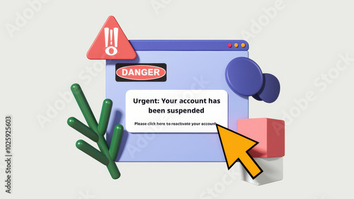 Obraz na płótnie Urgent account suspension notification with warning symbols and shapes w salonie