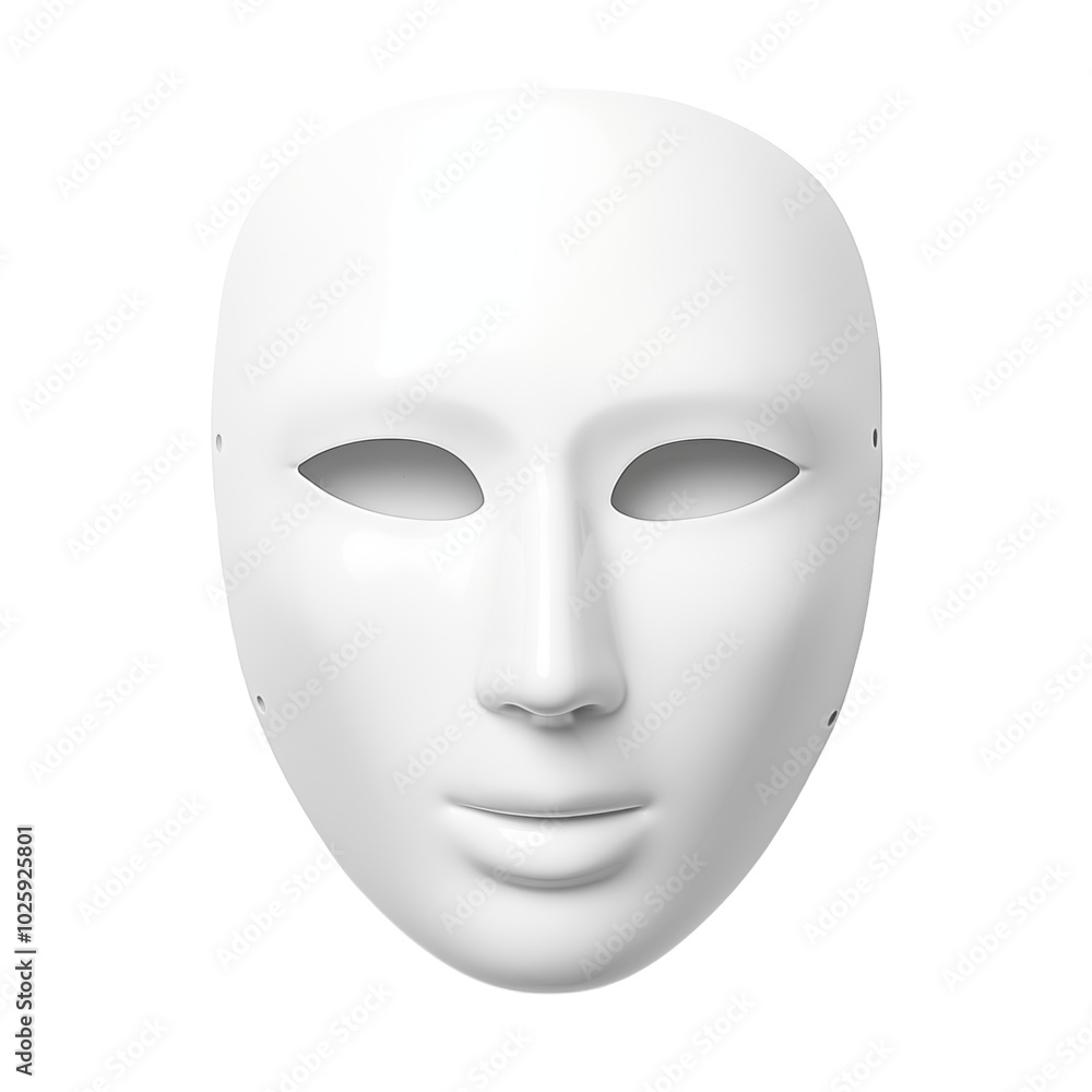A plain white mask displayed against a neutral background highlighting its simple design A plain white mask displayed against a neutral background highlighting its simple design