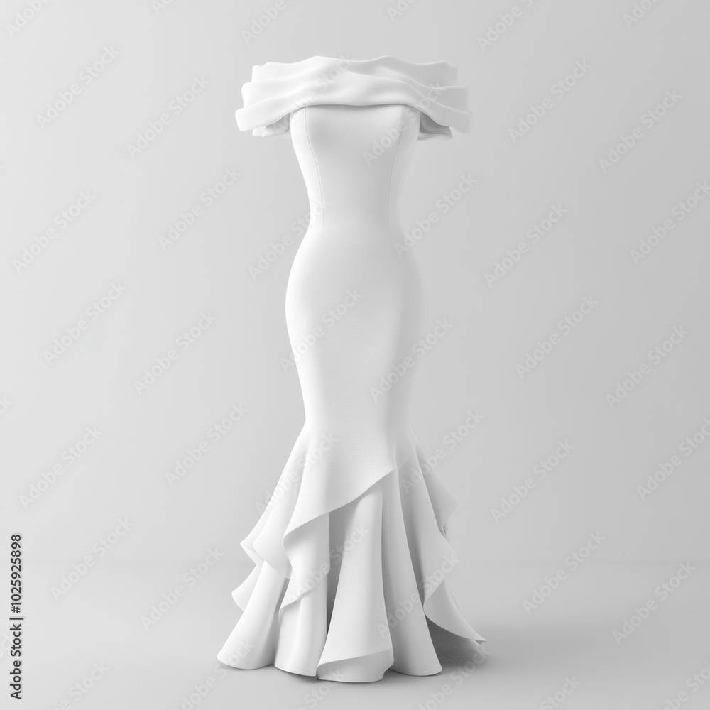 A white dress with a ruffled skirt flowing in the wind, against a backdrop of blooming cherry blossoms. A white dress with a ruffled skirt flowing in the wind, against a backdrop of blooming cherry blossoms.