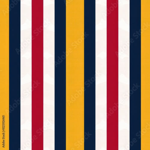 A vibrant striped pattern featuring red, blue, yellow, and white vertical lines for a bold, modern aesthetic.