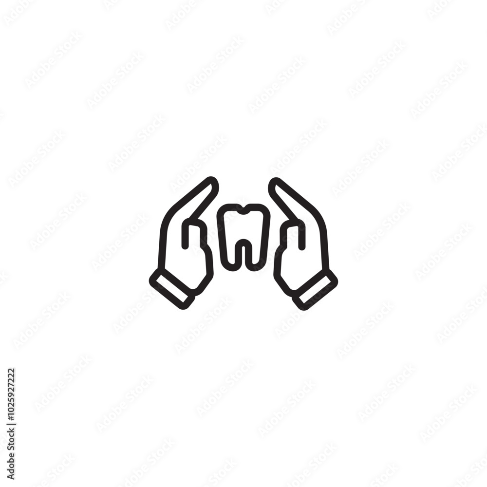 A simple yet impactful icon. A stylized tooth is cradled in hands, indicating gentle dental care and protection. Editable icon. A simple yet impactful icon. A stylized tooth is cradled in hands, indicating gentle dental care and protection. Editable icon.