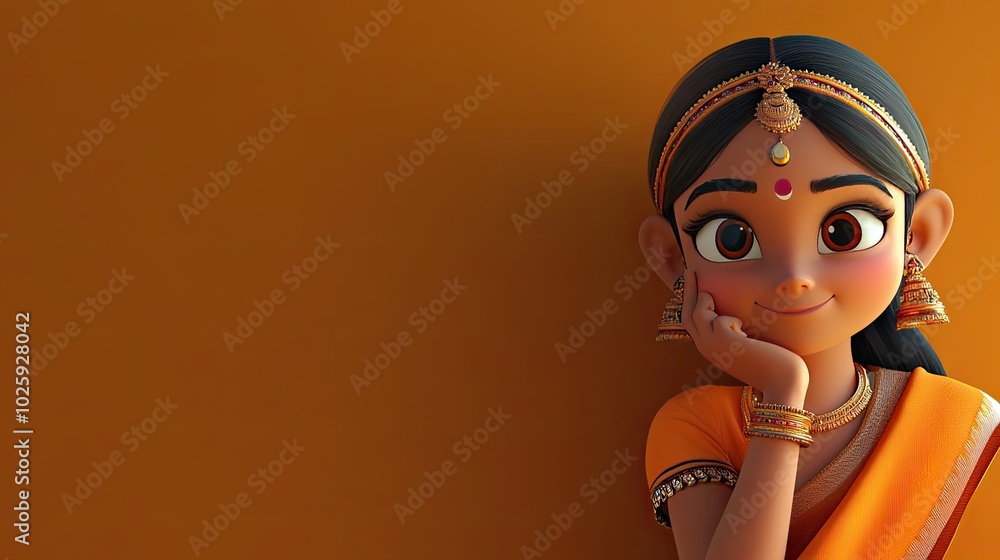 A thoughtful 3D Indian character holding their hand on their chin, with ample space for text. A thoughtful 3D Indian character holding their hand on their chin, with ample space for text.