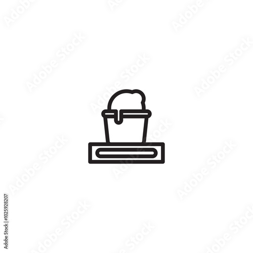 A minimalist icon of a popcorn bucket on a shelf, representing a movie theater or cinema concession. Editable icon.