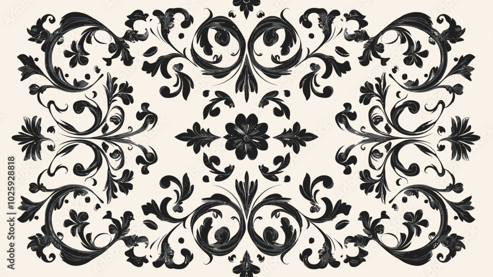 Set of floral elements for design. Black and white vector illustration. Set of floral elements for design. Black and white vector illustration.